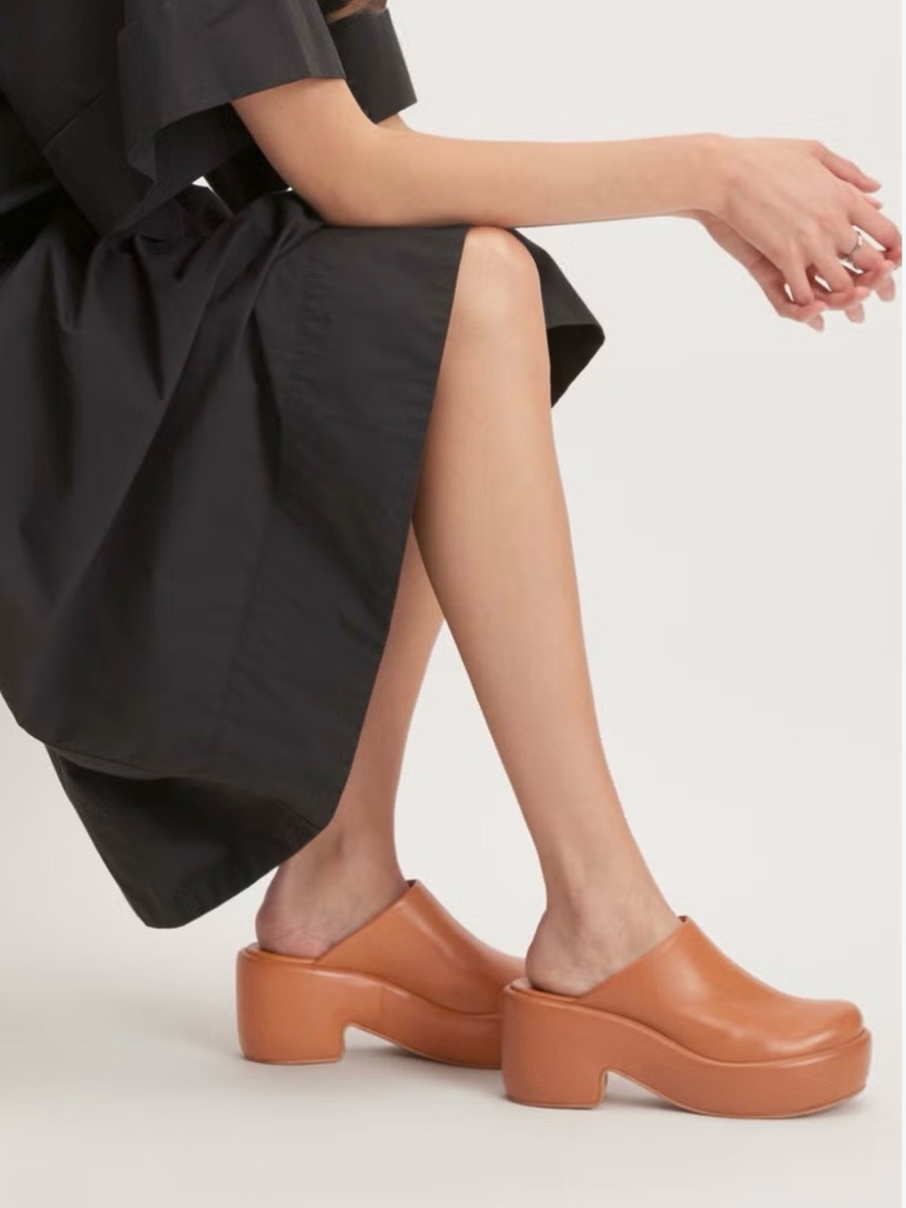 Everlane Leather The Puffa Platform Clog Brown 9 Boho Granola Girl Scandi Gorp